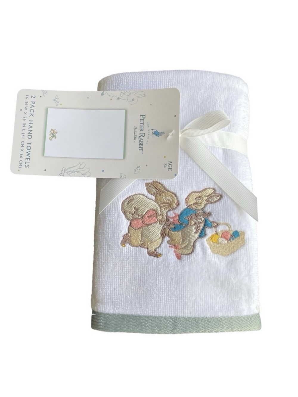 Peter Rabbit nwt White Embroidered Bunny Hand Towel - 2 Pack 16 x 26